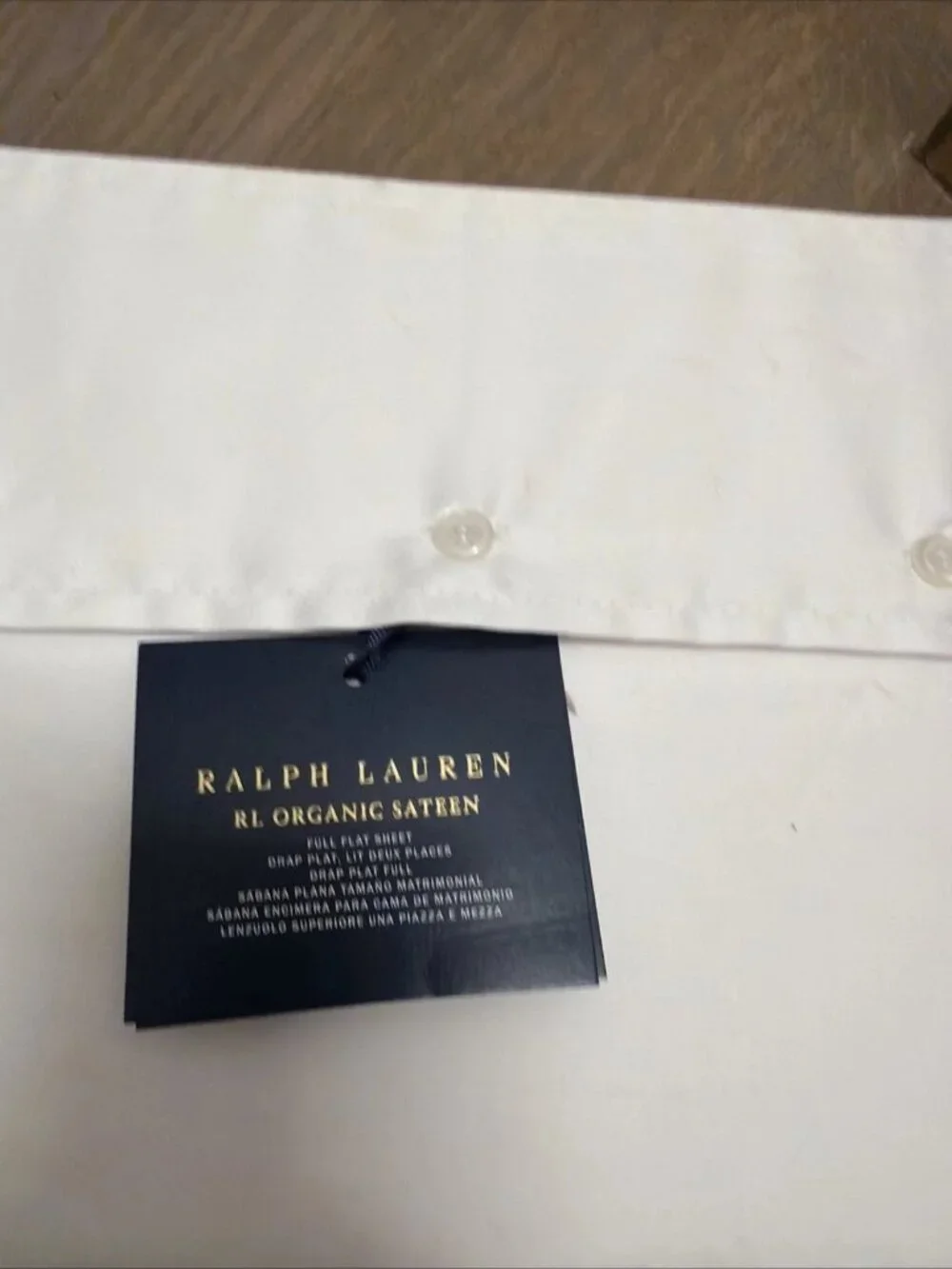 Ralph Lauren RL Organic Sateen 624TC FULL Flat Sheet - Parchment White - NEW